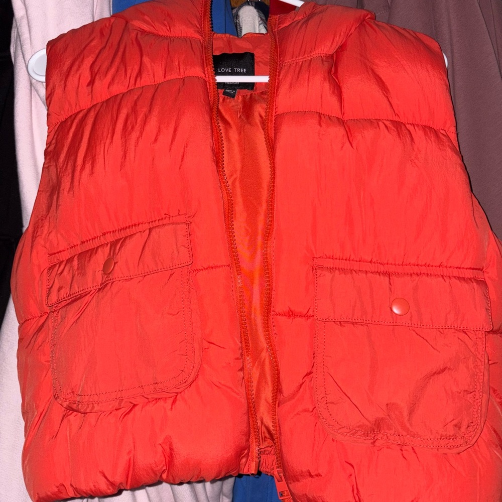 Love Tree Bright Red Puffer Vest